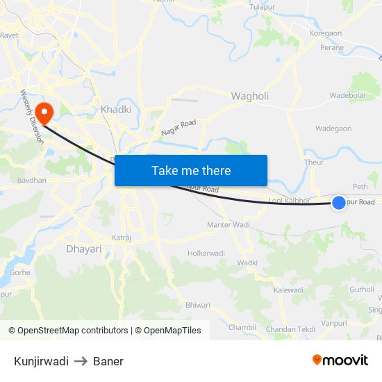 Kunjirwadi to Baner map