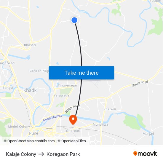 Kalaje Colony to Koregaon Park map