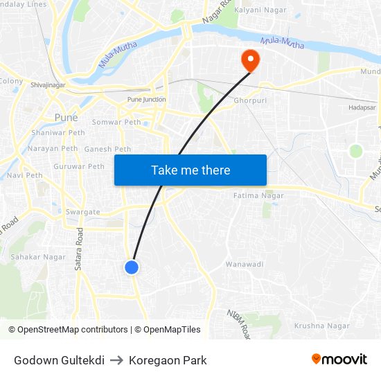 Godown Gultekdi to Koregaon Park map