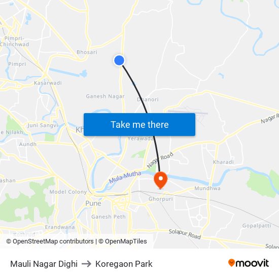 Mauli Nagar Dighi to Koregaon Park map