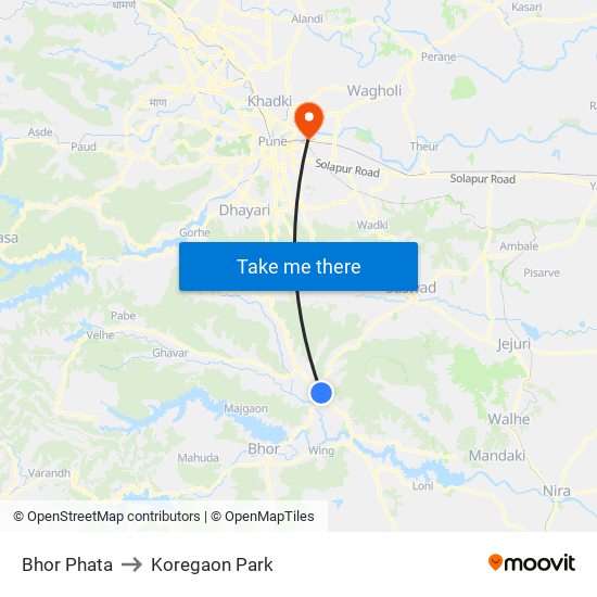 Bhor Phata to Koregaon Park map