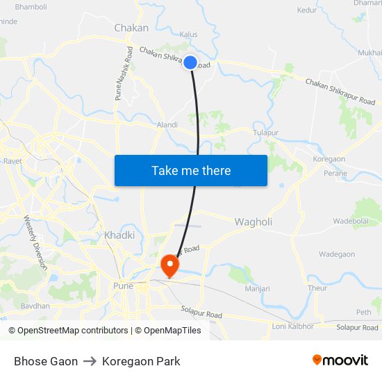 Bhose Gaon to Koregaon Park map