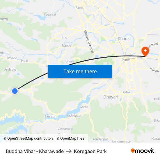 Buddha Vihar Kharawade to Koregaon Park map