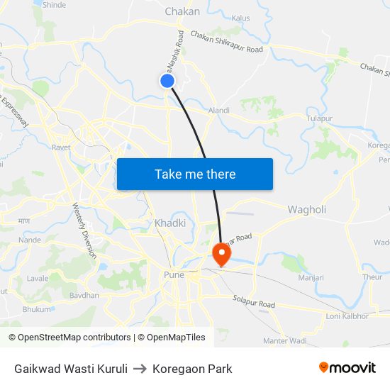 Gaikwad Wasti Kuruli to Koregaon Park map