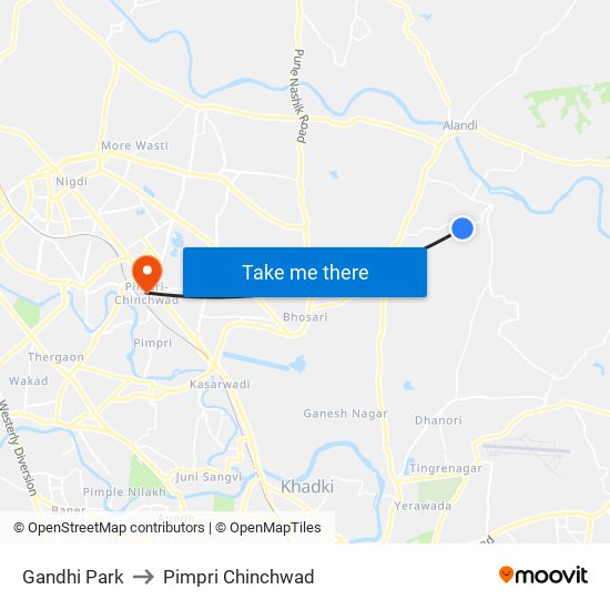 Gandhi Park to Pimpri Chinchwad map