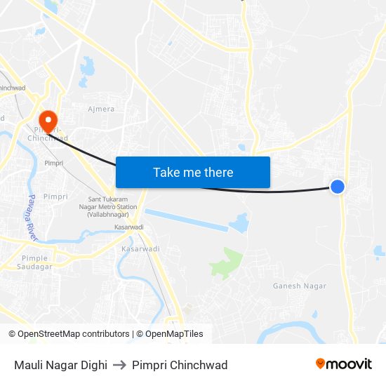 Mauli Nagar Dighi to Pimpri Chinchwad map