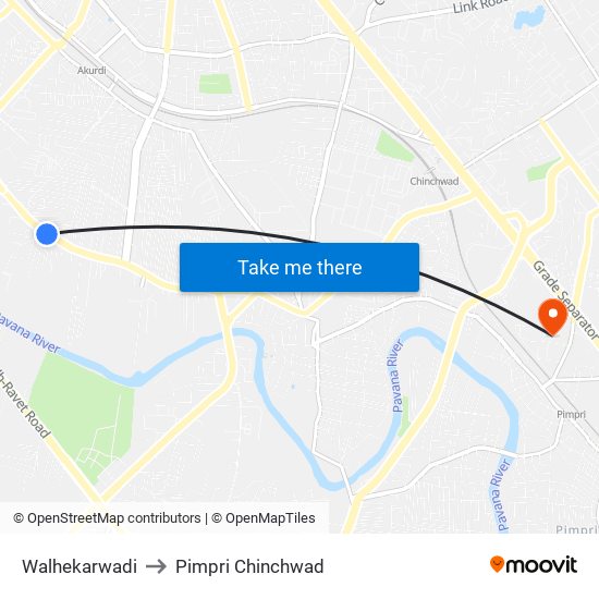 Walhekarwadi to Pimpri Chinchwad map