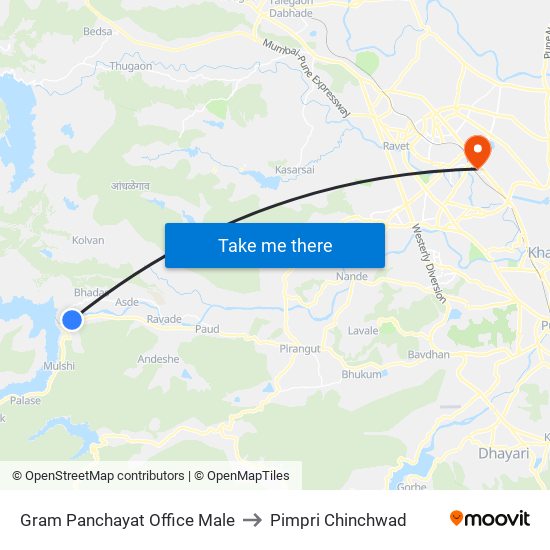 Gram Panchayat Office Male to Pimpri Chinchwad map