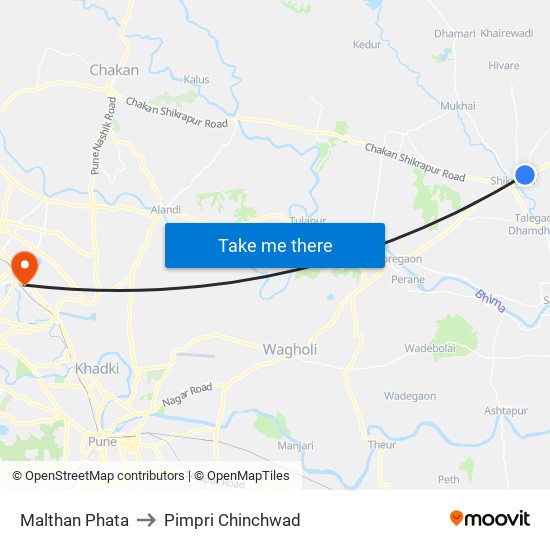 Malthan Phata to Pimpri Chinchwad map