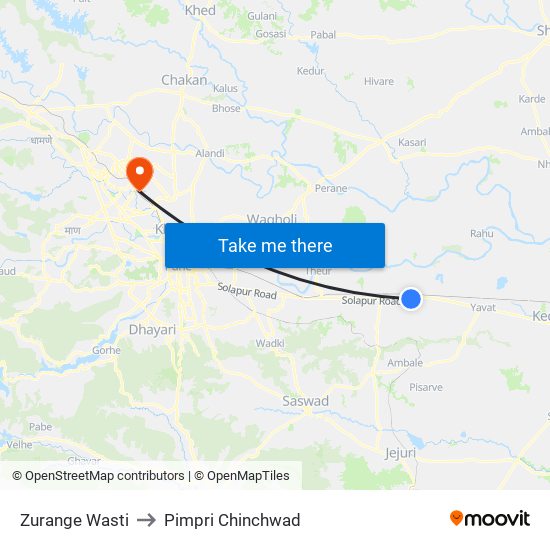Zurange Wasti to Pimpri Chinchwad map