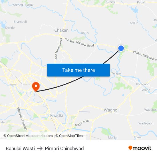 Bahulai Wasti to Pimpri Chinchwad map