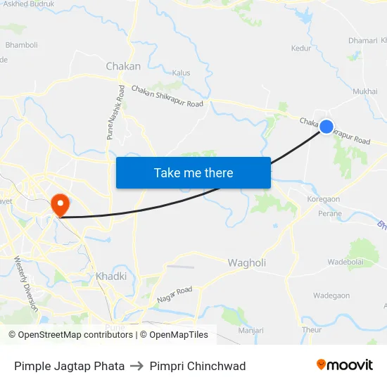 Pimple Jagtap Phata to Pimpri Chinchwad map