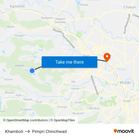 Khamboli to Pimpri Chinchwad map