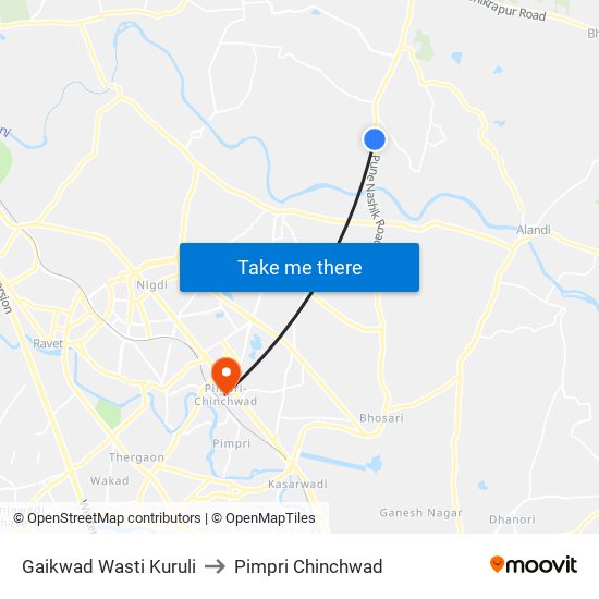 Gaikwad Wasti Kuruli to Pimpri Chinchwad map