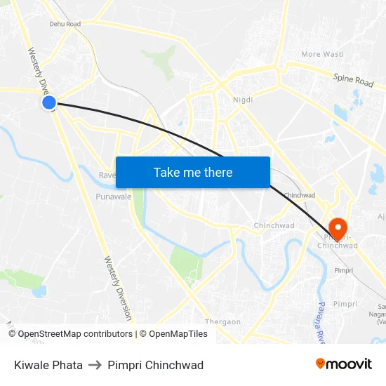 Kiwale Phata to Pimpri Chinchwad map