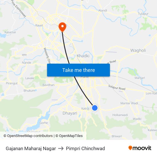 Gajanan Maharaj Nagar to Pimpri Chinchwad map