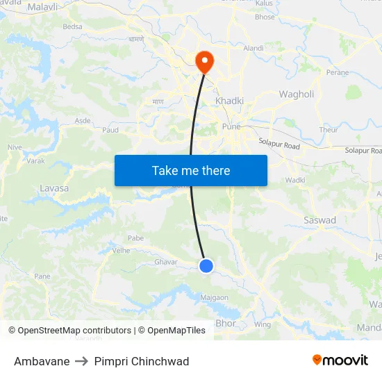 Ambavane to Pimpri Chinchwad map