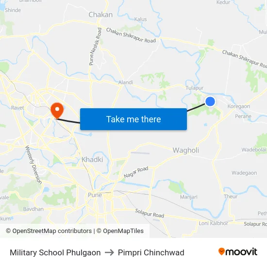 Military School Phulgaon to Pimpri Chinchwad map