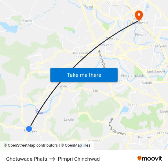 Ghotawade Phata to Pimpri Chinchwad map
