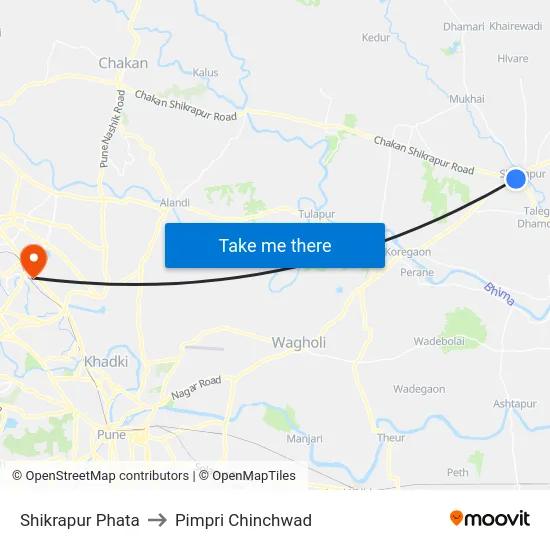 Shikrapur Phata to Pimpri Chinchwad map