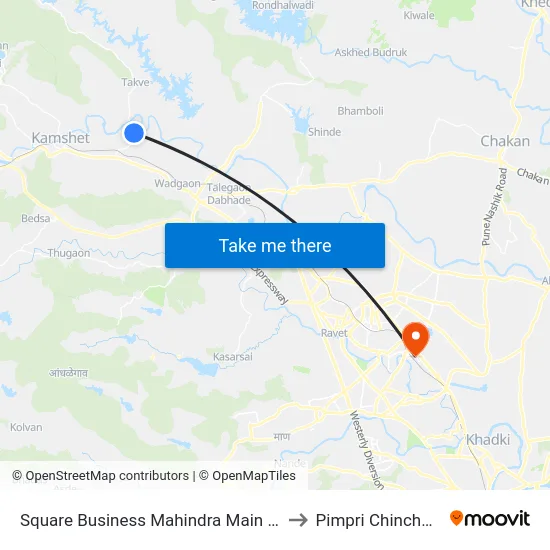 Square Business Mahindra Main Gate to Pimpri Chinchwad map