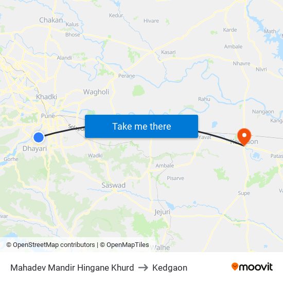 Mahadev Mandir Hingane Khurd to Kedgaon map