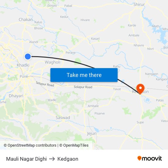 Mauli Nagar Dighi to Kedgaon map