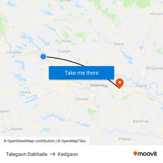 Talegaon Dabhade to Kedgaon map