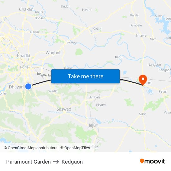 Paramount Garden to Kedgaon map