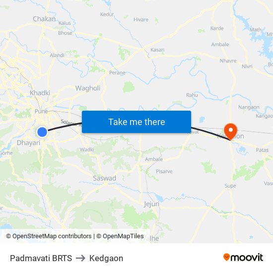 Padmavati BRTS to Kedgaon map