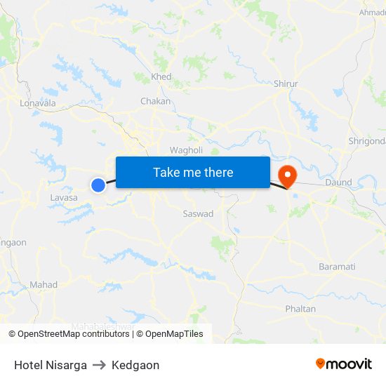 Hotel Nisarga to Kedgaon map