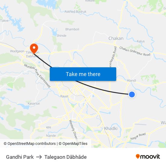 Gandhi Park to Talegaon Dābhāde map