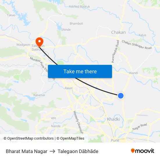 Bharat Mata Nagar to Talegaon Dābhāde map