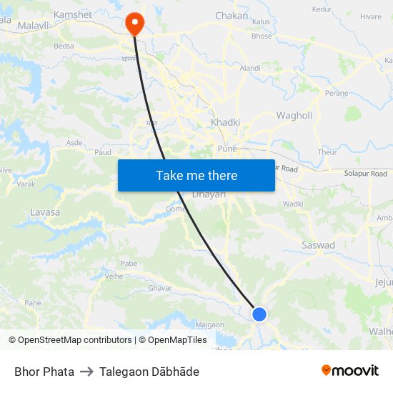 Bhor Phata to Talegaon Dābhāde map