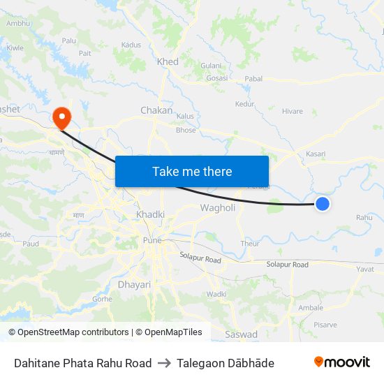 Dahitane Phata Rahu Road to Talegaon Dābhāde map