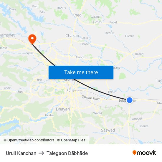 Uruli Kanchan to Talegaon Dābhāde map