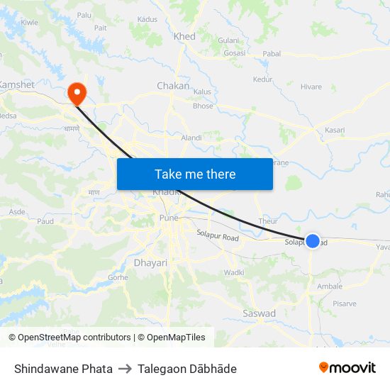 Shindawane Phata to Talegaon Dābhāde map