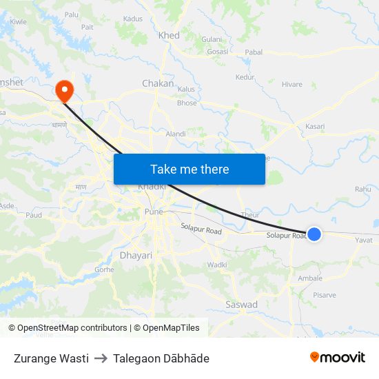 Zurange Wasti to Talegaon Dābhāde map