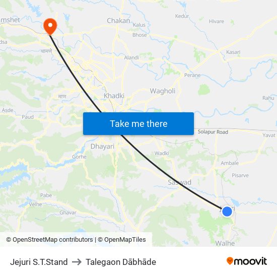 Jejuri S.T.Stand to Talegaon Dābhāde map