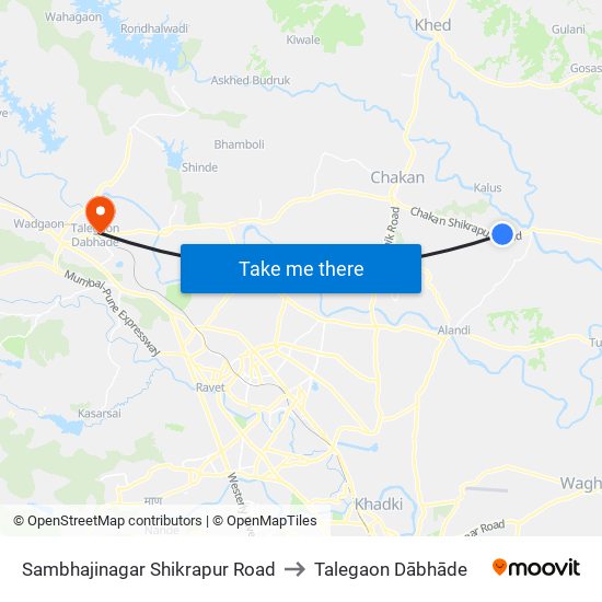 Sambhajinagar Shikrapur Road to Talegaon Dābhāde map