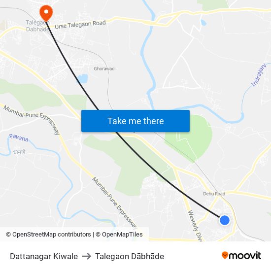 Dattanagar Kiwale to Talegaon Dābhāde map