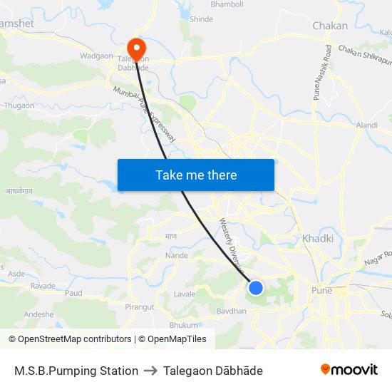 M.S.B.Pumping Station to Talegaon Dābhāde map