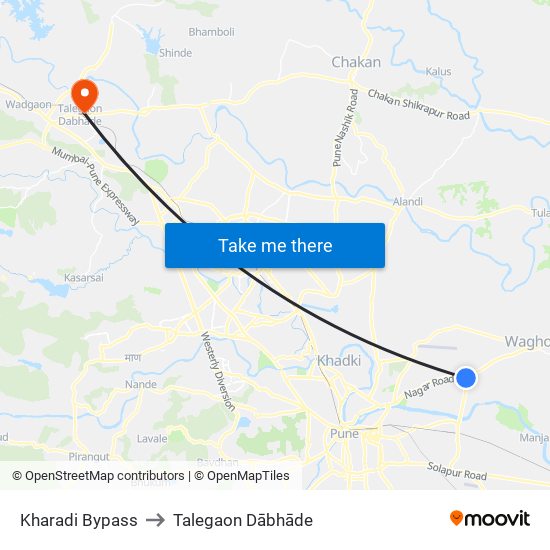 Kharadi Bypass to Talegaon Dābhāde map