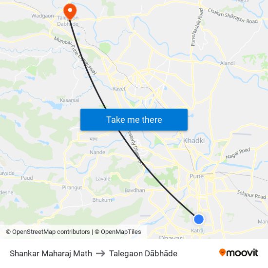 Shankar Maharaj Math to Talegaon Dābhāde map