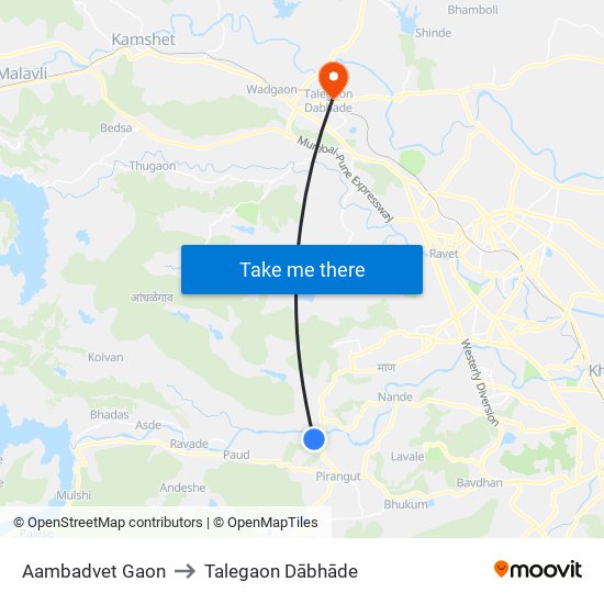 Aambadvet Gaon to Talegaon Dābhāde map