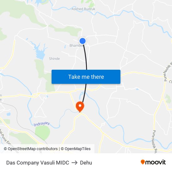 Das Company Vasuli MIDC to Dehu map