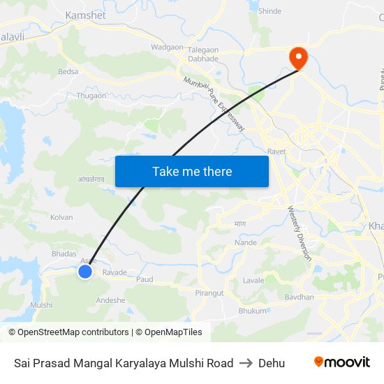 Sai Prasad Mangal Karyalaya Mulshi Road to Dehu map