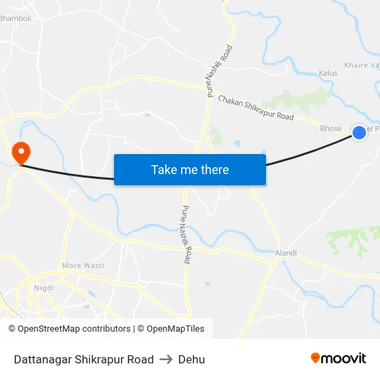 Dattanagar Shikrapur Road to Dehu map