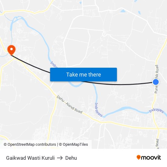 Gaikwad Wasti Kuruli to Dehu map