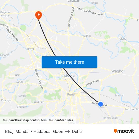 Bhaji Mandai / Hadapsar Gaon to Dehu map